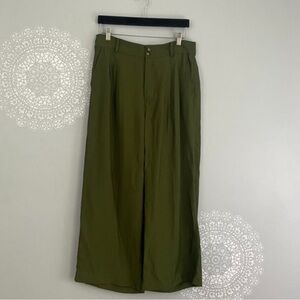 Madewell Drapey Pleated Wide Leg Pants in Kale Green Size 10